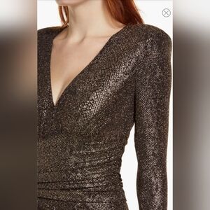 Vince Camuto Side-Ruched Metallic Dress